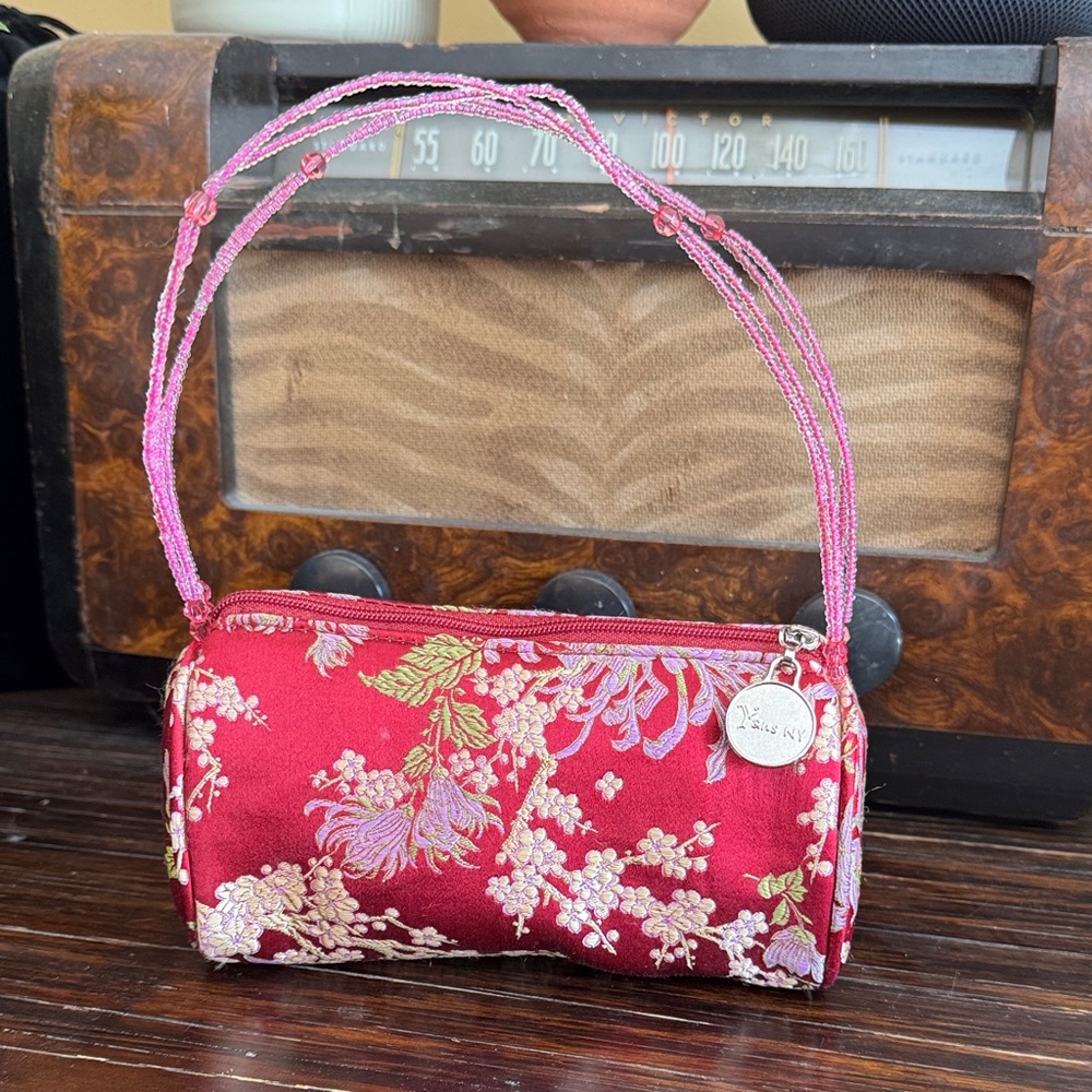 Yans NY Red Floral Satin Mini Shoulder Bag